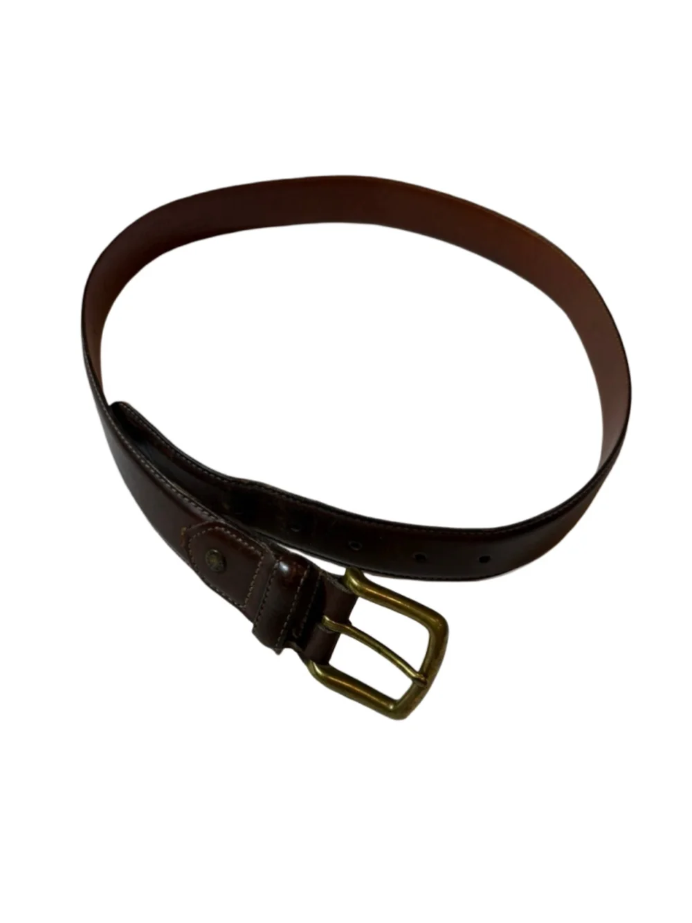 Vintage Brooks Brothers Brown Leather Brass Buckle Belt 36 Made Canada